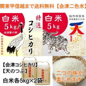 米 会津二色米 5kg×2 白米 ３年産 純精米 会津米 ひとめぼれ+天のつぶ 関東・甲信越地方までの本州地域送料無料