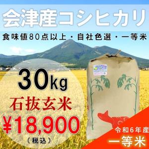 令和5年産 30kg玄米 会津産 コシヒカリ 一等米 石抜色選（産地直送・送料無料地域あり）