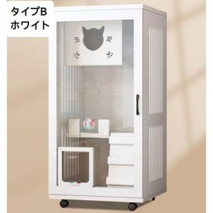 猫 ケージ キャットケージ 2段 木製フレーム...の詳細画像1