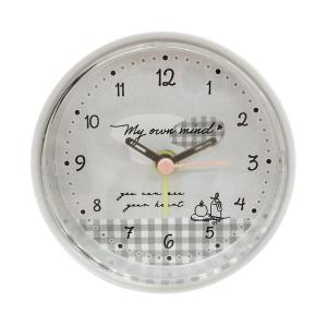 ラウンドアラームクロック 目覚まし時計 入園 入学 卒園 卒業 記念品 かわいい おしゃれ モノトーン グレーチェック 2925-818/4518648339476/プラスト