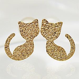 K10YG　イエローゴールド/ネコちゃんシルエットピアス　キャット　猫　(取寄せ/代引不可)｜ajewelry