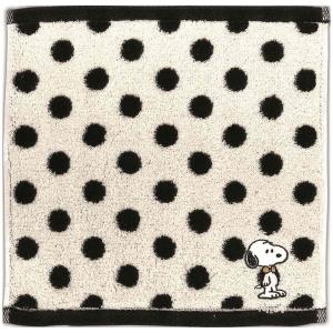 スヌーピー　SNOOPY　PEANUTS/モノトーン　ミニタオル/かわいい　おしゃれ　刺繍　シンプル　水玉　ドット　4010365/4518648337601