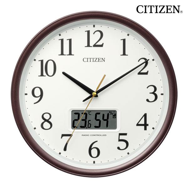 シチズン CITIZEN/温湿度表示 カレンダー 切替式 液晶付 電波掛時計/壁掛け 電波クロック ...