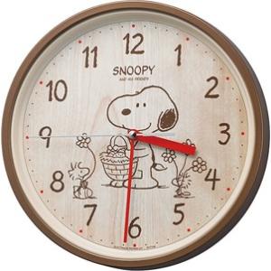 ●リズム時計(RHYTHM)　掛時計/スヌーピーM40　PEANUTS　茶色　8MGA40-M06 (取)