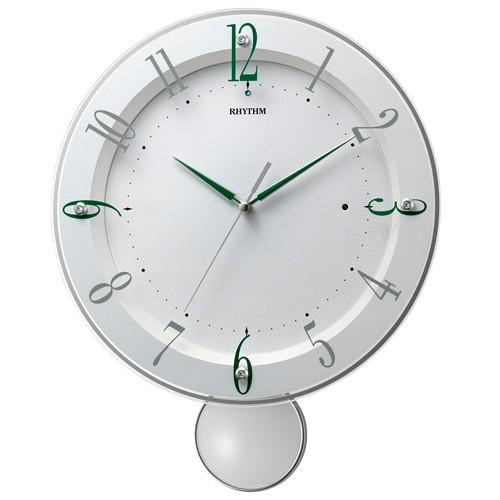 リズム時計　電波掛時計　振子時計/ソフレールS　ホワイト　8MX408SR03(取）