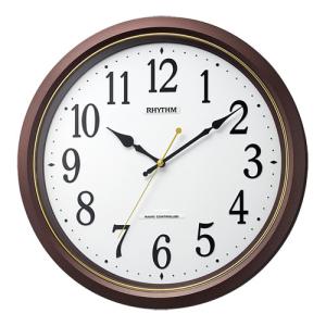 RHYTHM(リズム) 4MY861-006 茶メタリック色光沢仕上 白 電波掛け時計