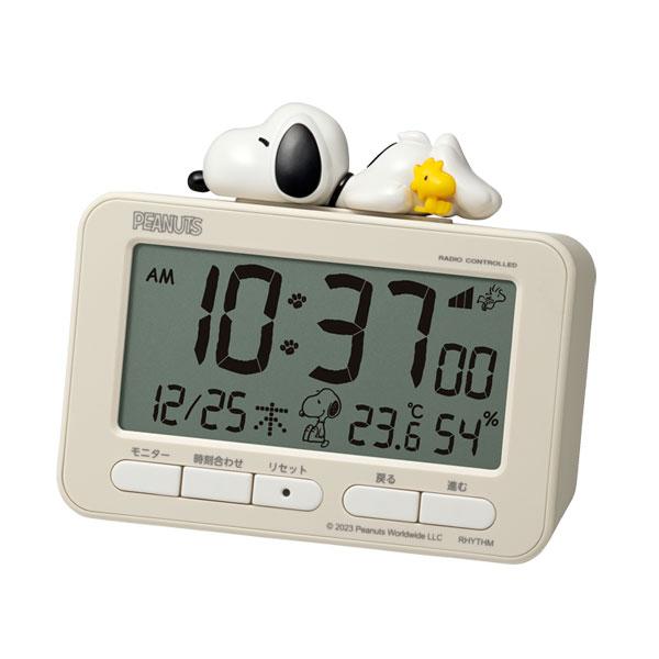 リズム/フィギュア付 スヌーピー SNOOPY/電波デジタル目覚まし時計 キャラクター ウッドストッ...