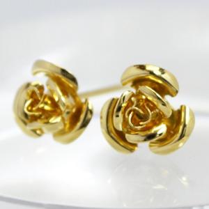 K18ゴールド/ローズ　薔薇(ばら)　フラワー　ピアス/AK-1435(取)｜ajewelry