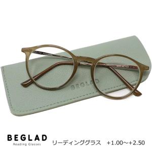 ●シニアグラス　老眼鏡　リーディンググラス/BEGLAD (ビグラッド) 　ケース付き　トレンドカラー　ボストン型　4度数/グリーン　BE1020GR(取) オプチカル｜ajewelry