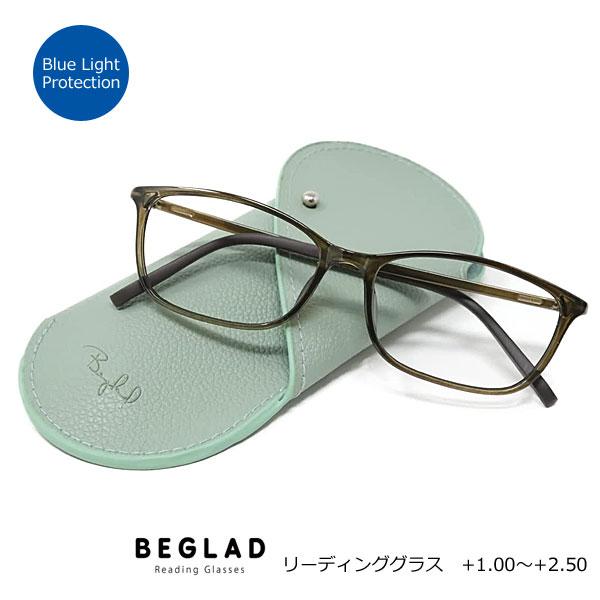 ●シニアグラス 老眼鏡 リーディンググラス/BEGLAD ビグラッド ブルーライトカット ケース付 ...