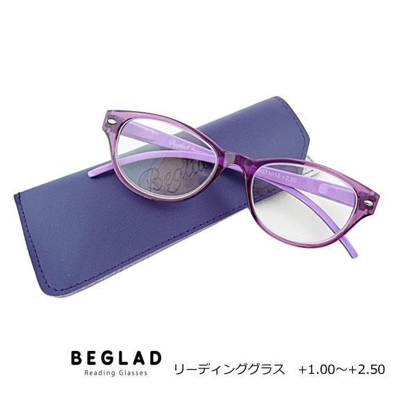 シニアグラス 老眼鏡 リーディンググラス/BEGLAD ビグラッド ケース付 ウェリントン型 4度数...