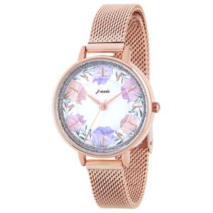 サンフレイム フラワー グリッター メッシュベルト/J-AXIS レディースウォッチ 腕時計/ピンクゴールド CL72-PG