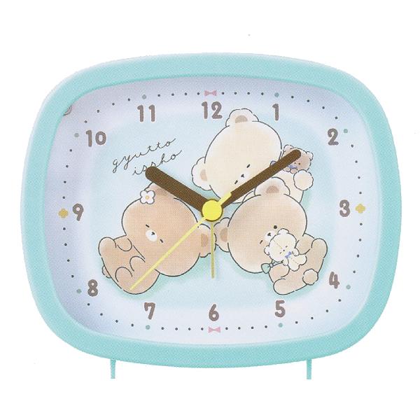 ぎゅっといっしょ キャラクター/スクエアライトクロック 目覚まし時計 ベル音 ライト付 キッズ 熊 ...
