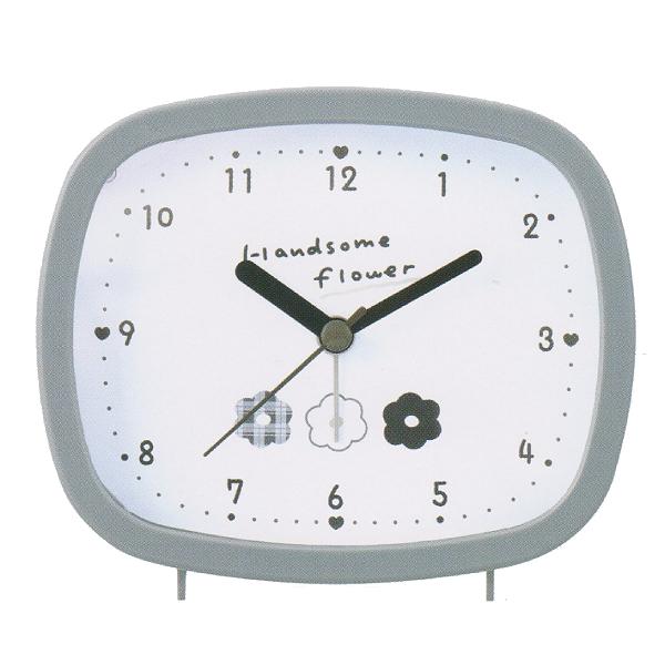 ハンサムフラワー/スクエアライトクロック 目覚まし時計 ベル音 ライト付 キッズ モノトーン シンプ...