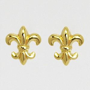 K18ゴールド/ユリの紋章　ピアス　百合　ゆり　幅5mm　FU-245(取)｜ajewelry