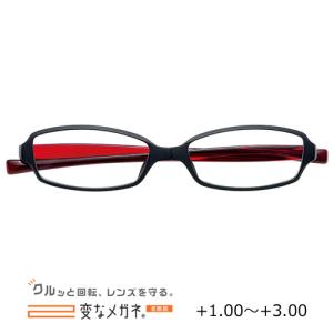 ●ハグ・オザワ/シニアグラス 老眼鏡 リーディンググラス/変なメガネ UVカット 5度数/ブラック×レッド HM-1001-C1（取）オプチカル｜ajewelry