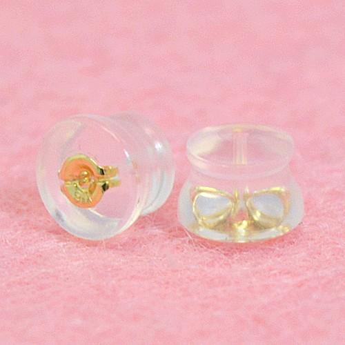 K18 18金 ゴールド＆シリコン　ダブルロック　ピアス　キャッチ （1ペア） K18-1P　