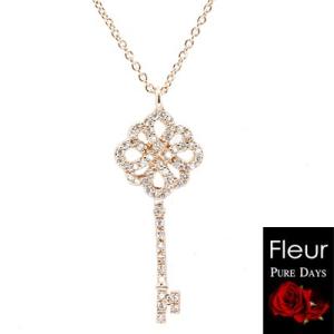 PURE DAYS（ピュアデイズ）　Fleur フルール/ペンダント　キュービック　真鍮　ピンクゴールドカラー　キー　鍵　PFL-107｜ajewelry