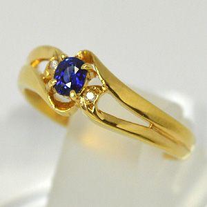 K18ゴールド/ダイヤモンド・サファイア　デザインリング　(代引不可)｜ajewelry