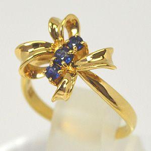 K18ゴールド/サファイア　リボン　デザインリング　(代引不可)｜ajewelry