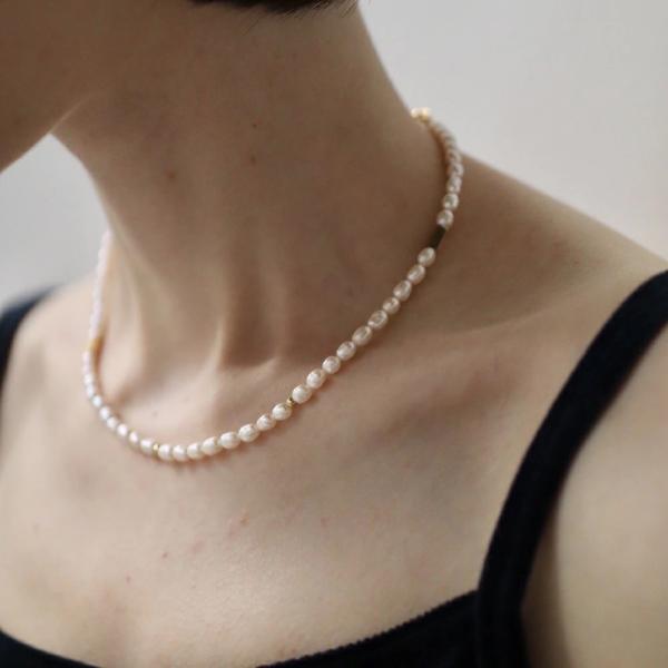 ネックレス ajiro accessory  金属アレルギー対応 ステンレスアクセサリー 淡水パール...