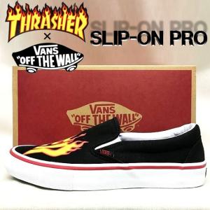 ajito ajito VANS × THRASHER バンズ × スラッシャー SLIP-ON PRO VN0A347VOTE スリッポン 黒 ハイカット スニーカー ブラック スケーター 限定 レア