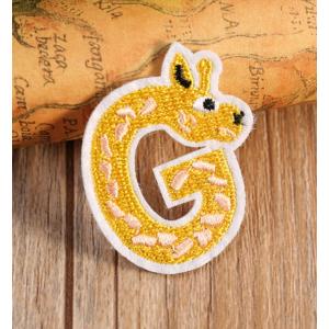 ｇ アルファベット アイロン 接着 刺繍 ワッペン 動物 デコ かわいい アニマル ウィルマート
