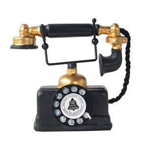 PLEAVIT 電話機 黒電話 インテリア 置物 装飾用 模型 おもちゃ レトロ アンティーク 雑貨 (A)の商品画像