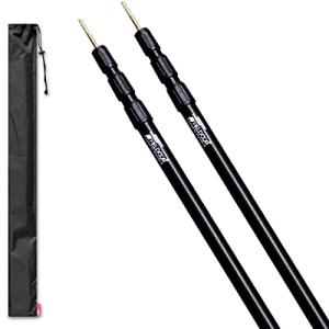 FIELDOOR 伸縮式 アルミテントポール 直径28mm (高さ89〜230cm) 3継無段階調節 2本セット 【マットブラック】 収納袋?の商品画像