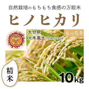 【自然栽培のお米/令和5年産】精米10kg「ヒノヒカリ」(大分県)火水風土（かみふうど）　米　お米　無施肥　自然栽培　