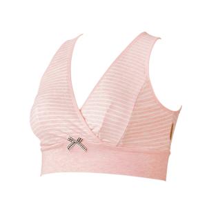 犬印 授乳ママのためのハーフトップ(カシュクールタイプ )【BR1634】ボーダーピンク（ママと犬印...