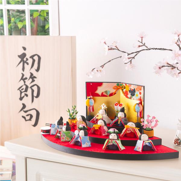 20%OFF 12/8 正午まで 雛人形 ひな人形 コンパクト ちりめん おしゃれ お雛様 雛 収納...