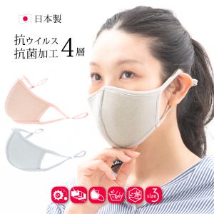 日本製 マスク 抗ウイルス 抗ウィルス 抗菌加工 洗える 布製 立体構造 4層高機能マスク 大人用 子供用 S M L グレー ピンク 水色 パステル