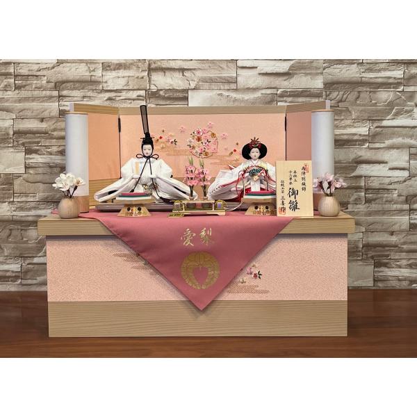 ひな人形　コンパクト収納箱飾り　★家紋＆名前入りふくさ付き★　雛人形