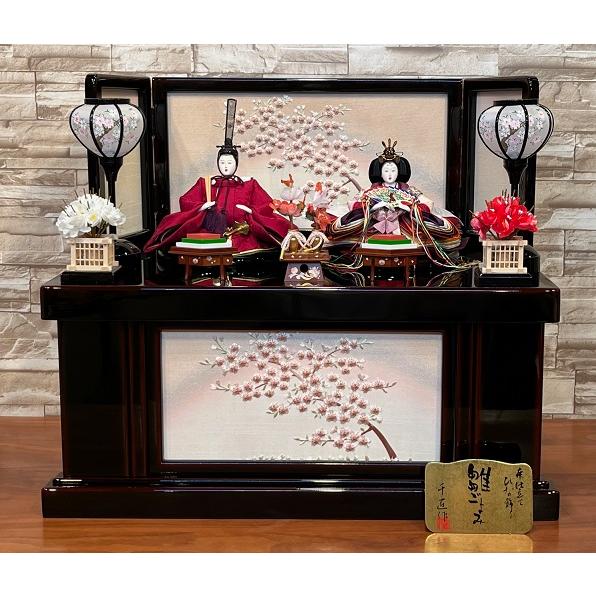 ひな人形　コンパクト収納台飾り　名前＆家紋入りふくさ付き　雛人形