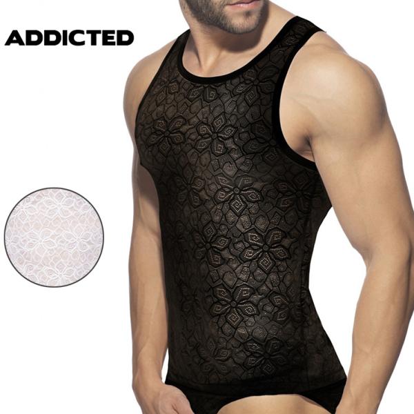 2022NEW ADDICTED/FLOWERY LACE TANK TOP メンズ  贅沢レース ...