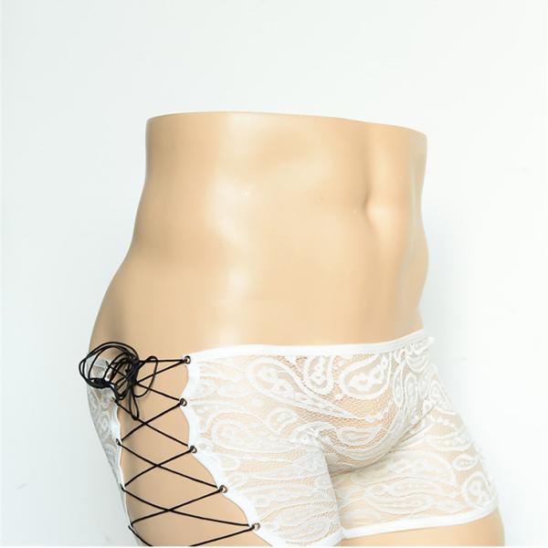 2023 BOX LACE ファッション メンズ  エロ 楽 ボクサーパンツ 両側 取り外し 透明感...