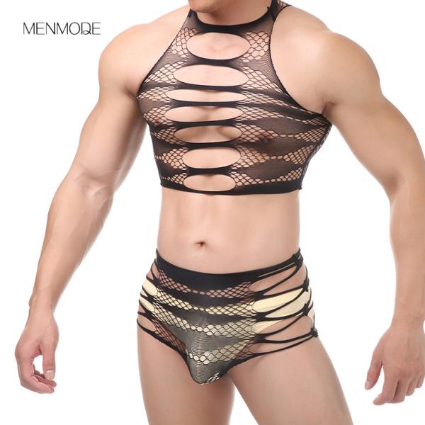 Lace suit set  ファッション セクシー系 男性 レース素材 メッシュ生地 セクシー メ...
