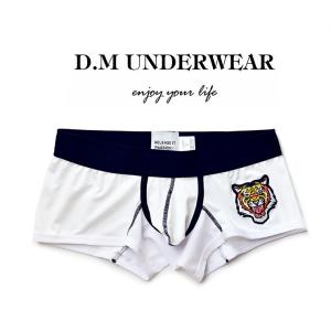 DM/Tiger Box 夏NEW 肌触 超柔らか タイト 男性インナー セクシー下着 ドットメッシュ 吸水速乾 シンプル ローライズ  ボクサー ファッション 虎 刺繍DM4002｜akahimensfashion