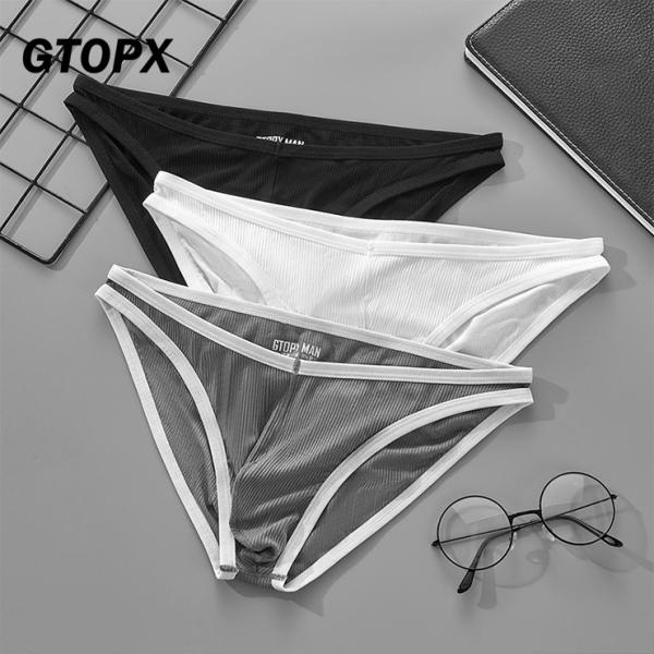 GTOPX Standard BIKINI 人気 メンズ ポーチ ストライプ生地 セクシー下着 ロー...