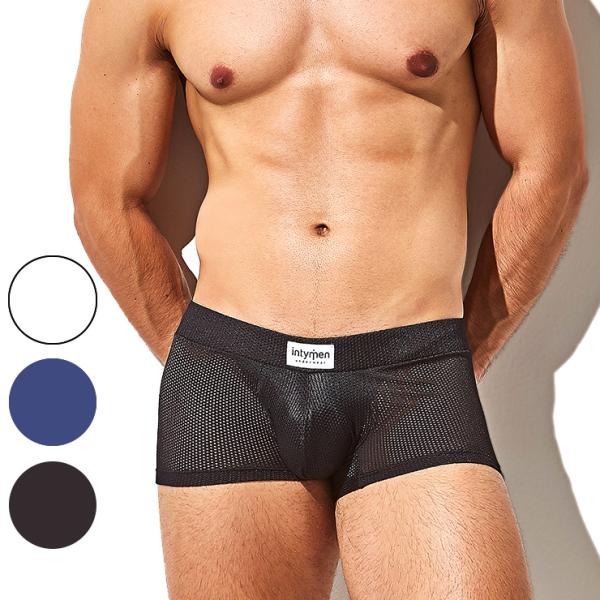 2022 INTYMEN/Mesh Boxer ファッション メンズ  セクシー ドットメッシュ 高...