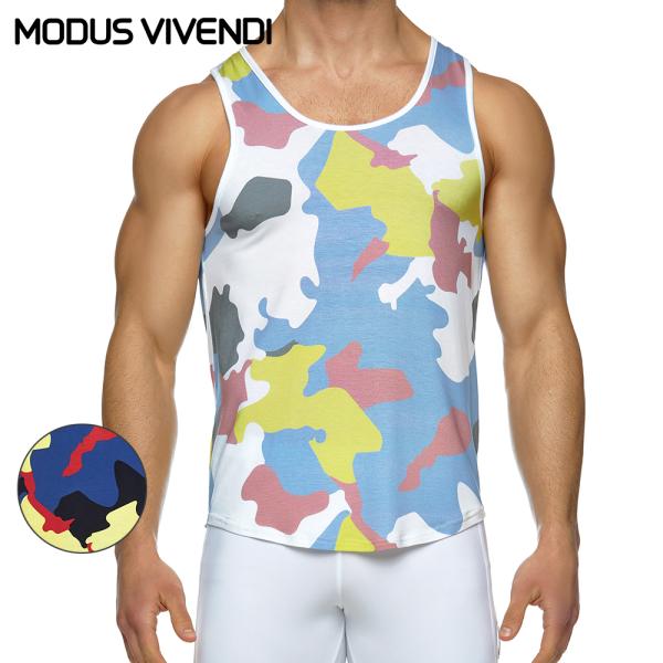MODUS VIVENDI Tanktop カモフラージュギリシャ製 ファッション 男性シャツ 高級...