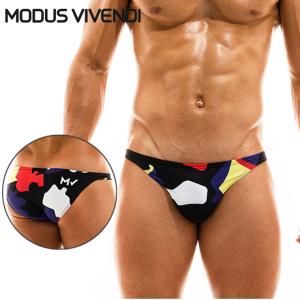 MODUS VIVENDI/CAMOUFLAGE LOW CUT 超贅沢 ファッション カッコイイ 男性水着 ローライズ  高級素材 スイミング セクシー メンズ ビキニ｜akahimensfashion