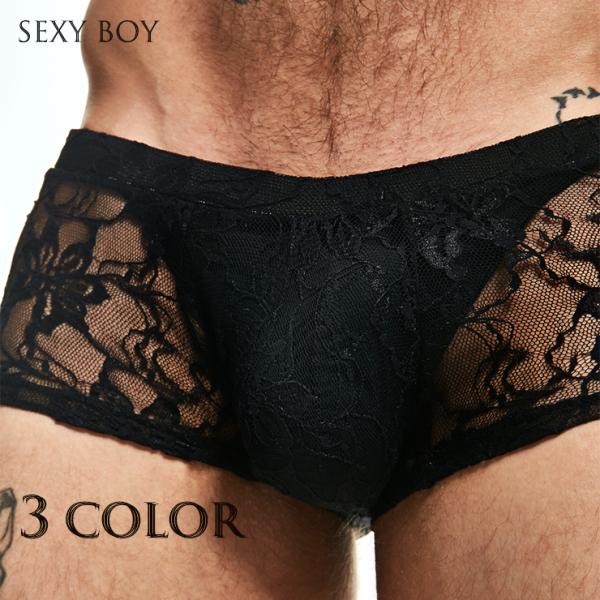 LACE HOT Boxer Trunk メンズ プレミアム セクシー系 男性 下着 贅沢レース生地...