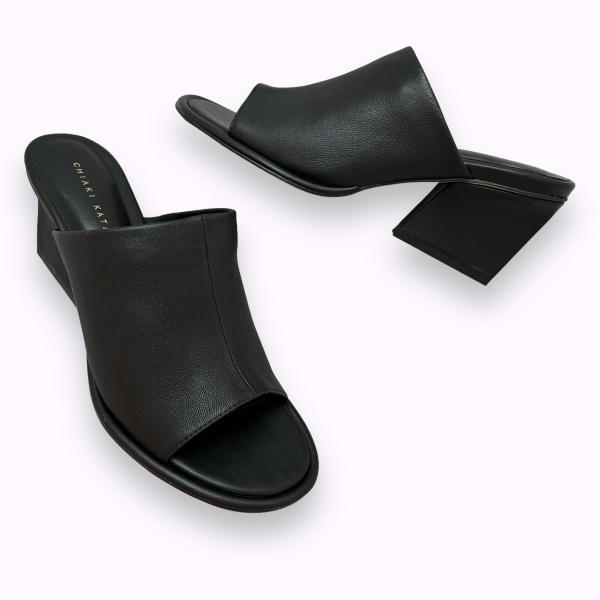 CHIAKI KATAGIRI チアキカタギリ ミュール サンダル チャンキー ヒール ストレッチ ...