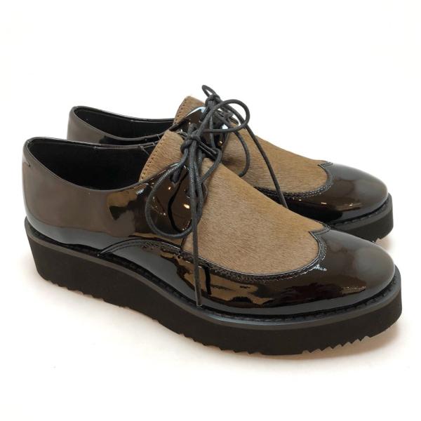 CHIAKI KATAGIRI チアキカタギリ レースアップシューズ 厚底 ポニー エナメル 靴 8...