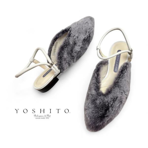 2025秋冬新作 YOSHITO ヨシト パンプス アンクル ストラップ もこもこ ムートン 柔らか...