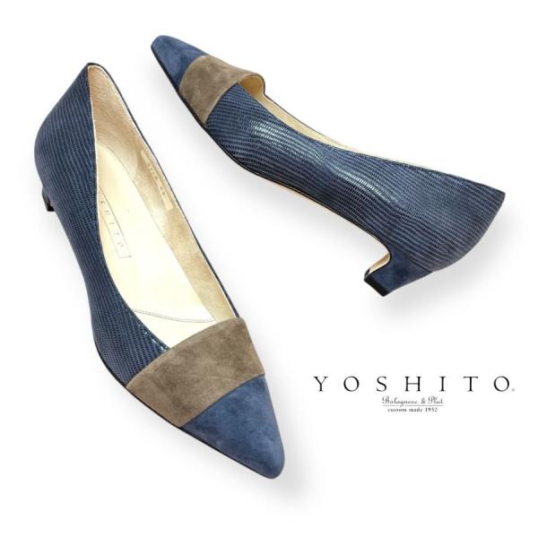 2025秋冬新色 YOSHITO ヨシト パンプス ローヒール コンビ 本革 靴 9710 bugy