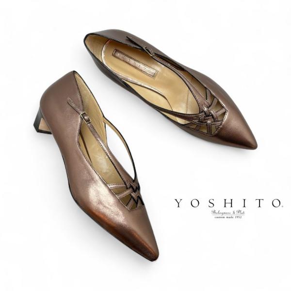 2025秋冬新作 YOSHITO ヨシト パンプス ローヒール ストラップ 本革 靴 9714 gd