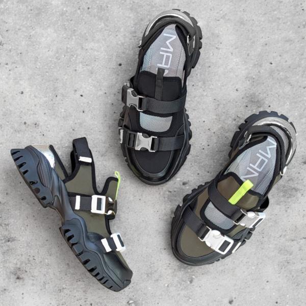 MANA マナ スニーカー バックベルト ボリューム ソール 厚底 本革 靴 553022